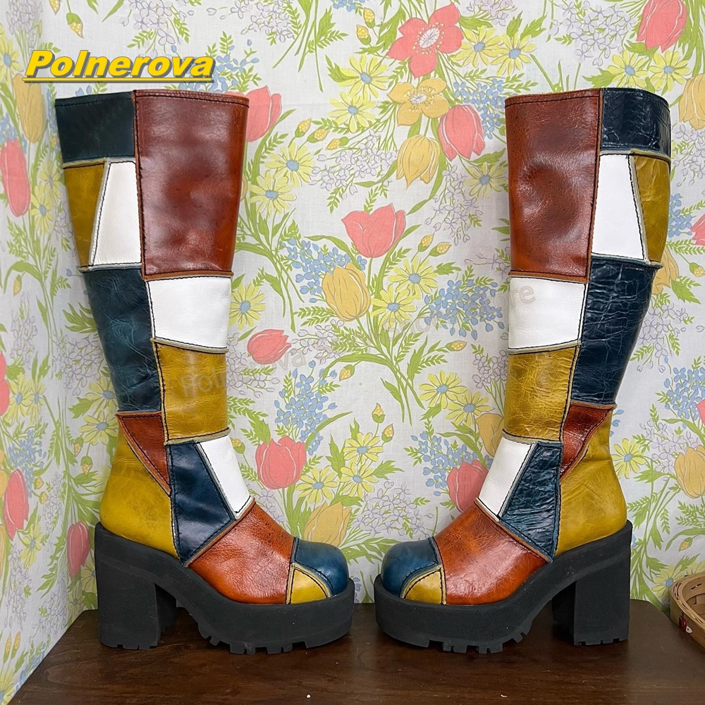 Vintage Fashion In 2026 - Bottes hautes en cuir patchwork rétro