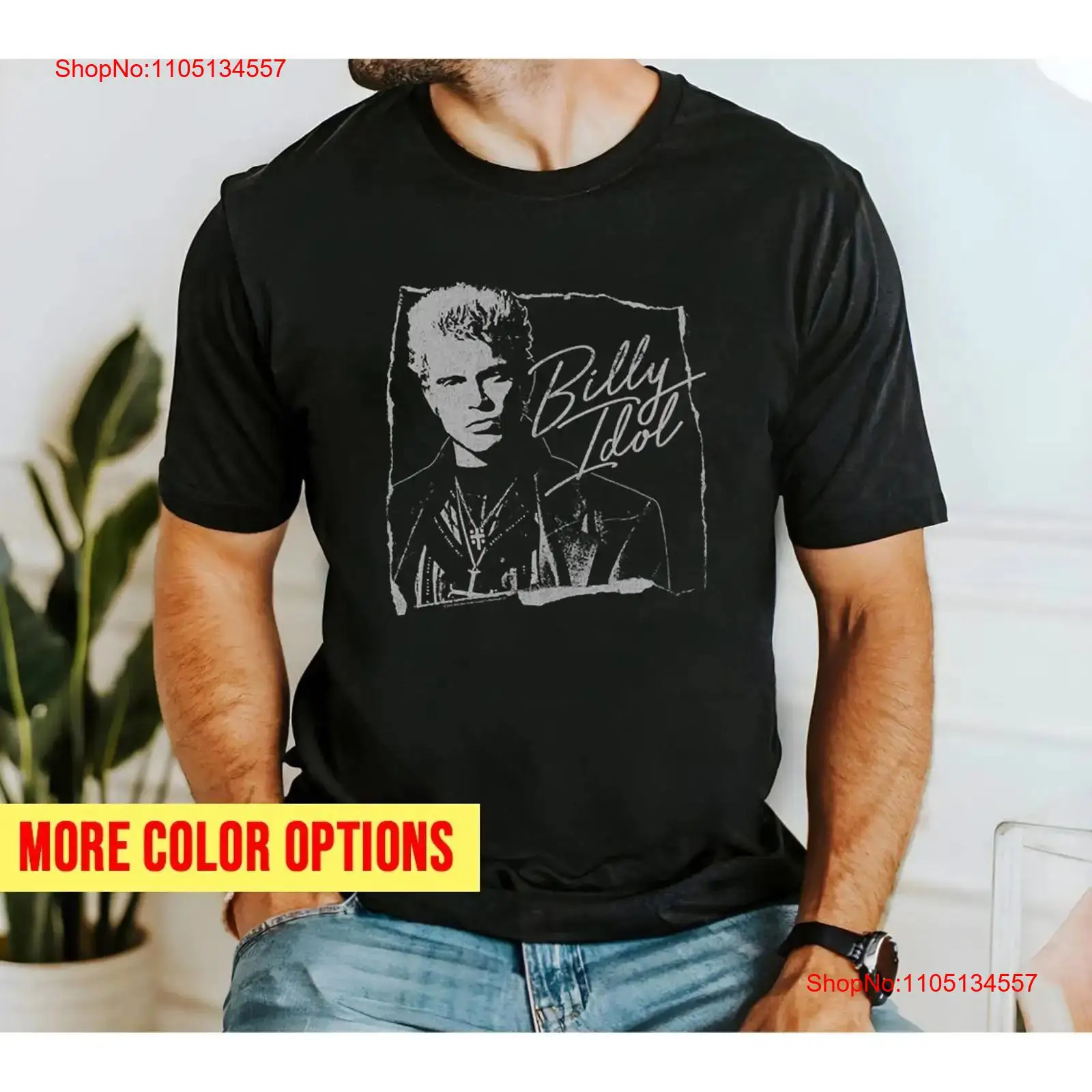 Vintage Fashion Knitwear - Billy Idol t-shirt déchiré et cursif