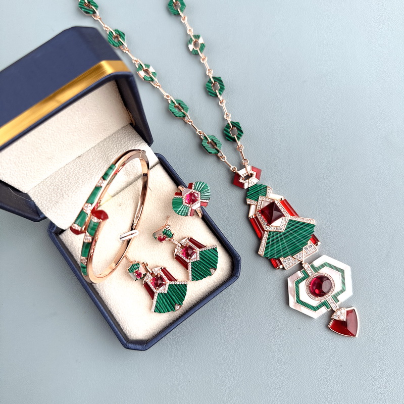 Vintage Fashion Rings For Women - Ensemble de bijoux incrustés de malachite