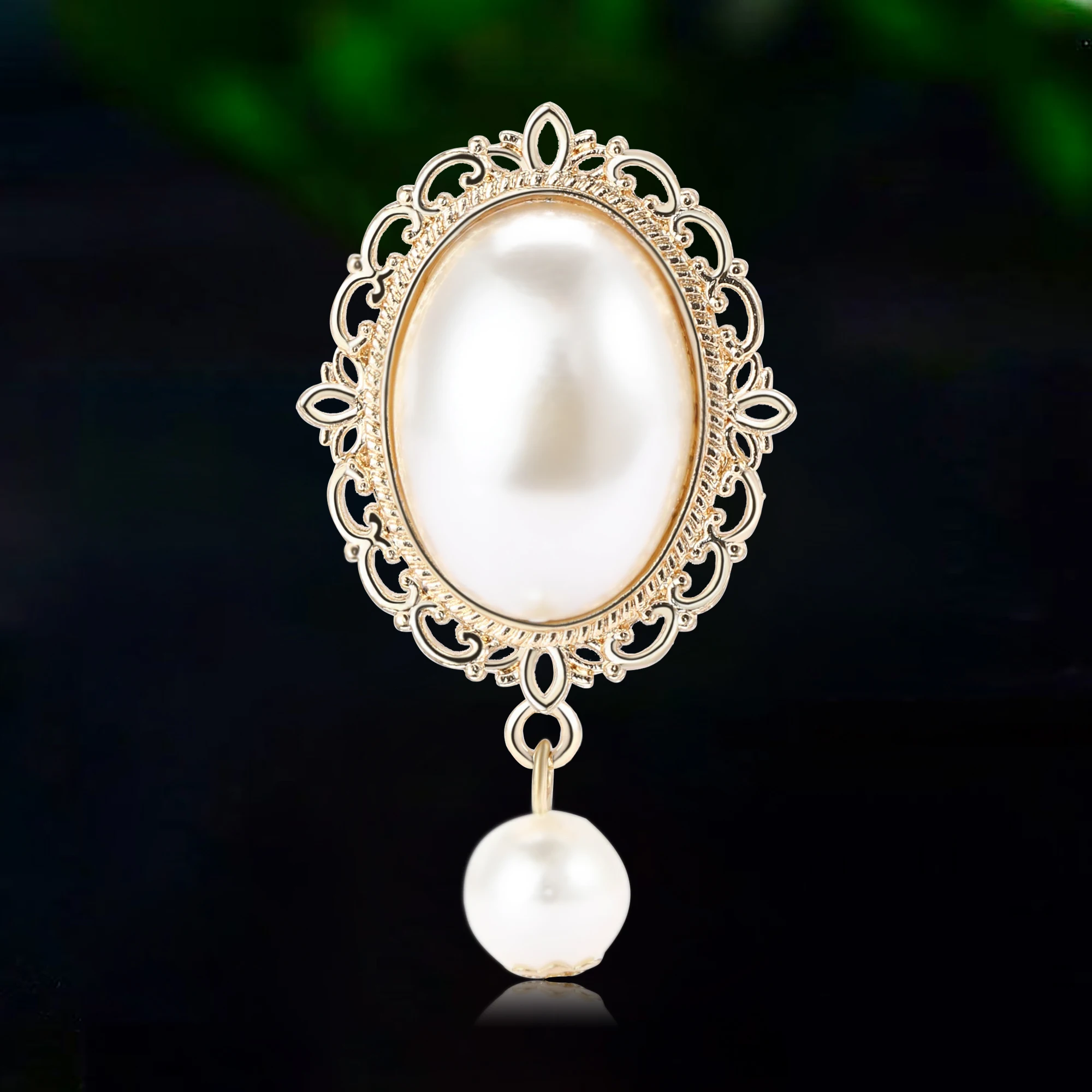 Vintage Fashion Events - Broches baroques ovales en perles Vintage