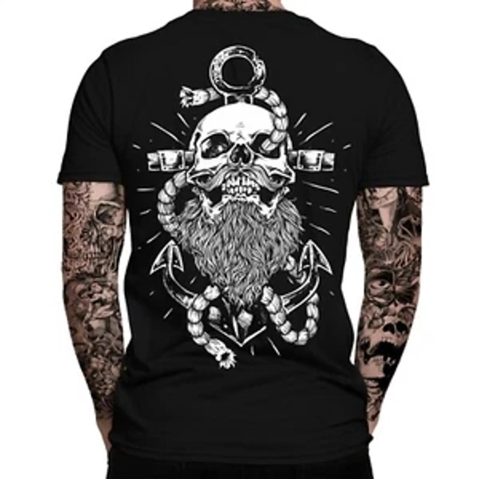 Vintage Fashion Hamburg - T-shirt Anchor pour homme, motif crâne,