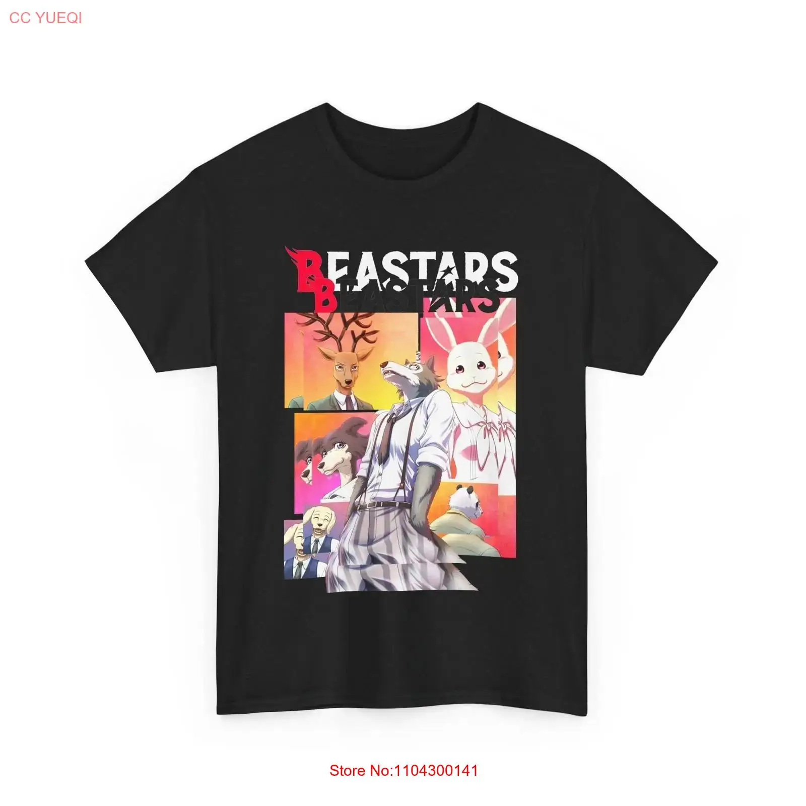 Vintage Fashion Knitwear - T-shirt noir Legoshi d'Anime Beastars, style