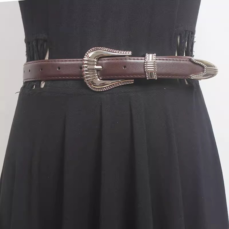 Vintage Fashion Runway - Ceinture étroite en cuir PU pour