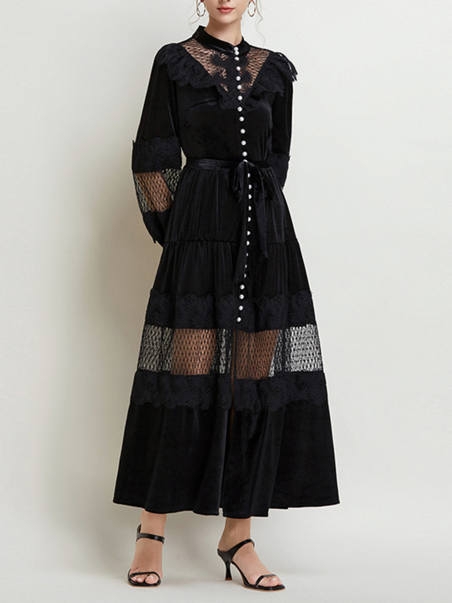 Vintage Fashion Runway - Robe de soirée en velours noir