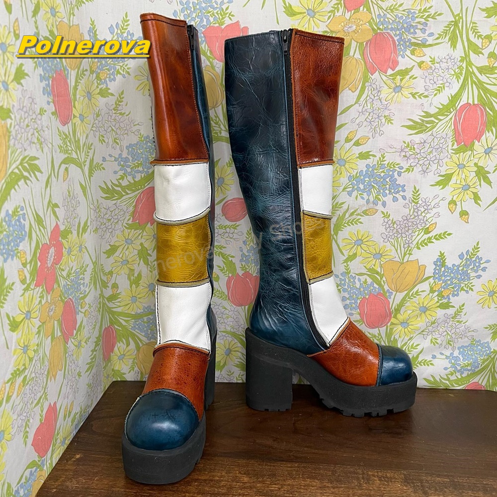 Bottes hautes en cuir patchwor - Vintage Fashion In 2026 avis et prix