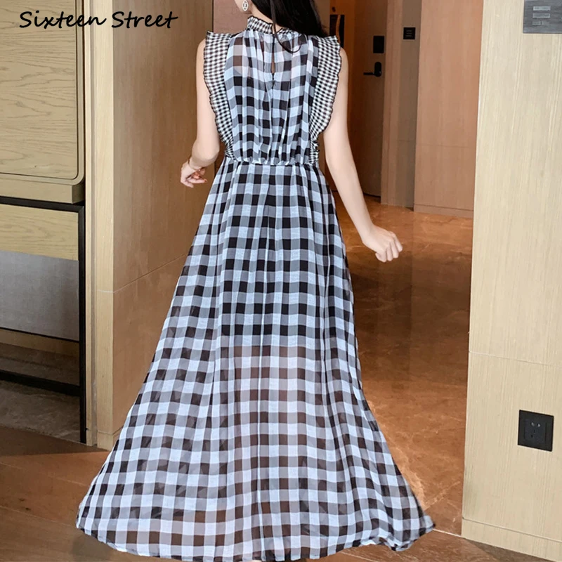 Robe longue à carreaux sans ma - Vintage Fashion Runway avis et prix