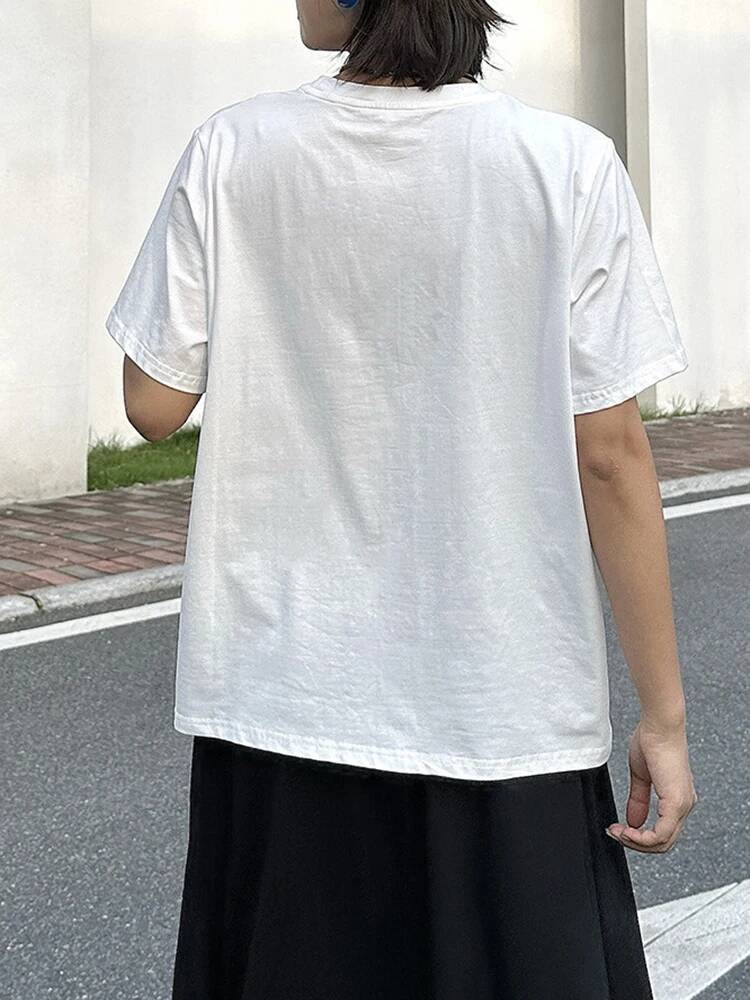 T-shirt blanc imprimé 3D à nœu - Vintage Fashion Build avis et prix