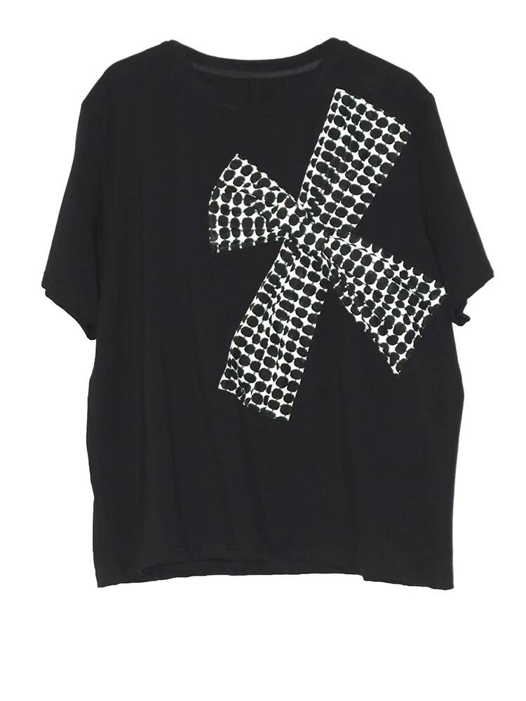 T-shirt blanc imprimé 3D à nœu - Vintage Fashion Build avis et prix