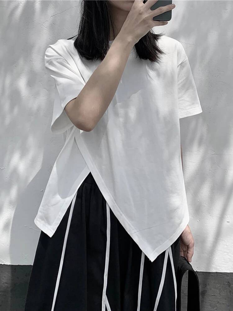 T-shirt décontracté blanc à ou - Vintage Fashion Build avis et prix