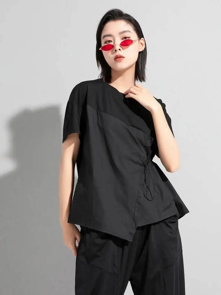 T-shirt décontracté noir à cor - Vintage Fashion Build avis et prix