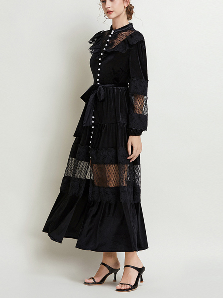 Robe de soirée en velours noir - Vintage Fashion Runway avis et prix