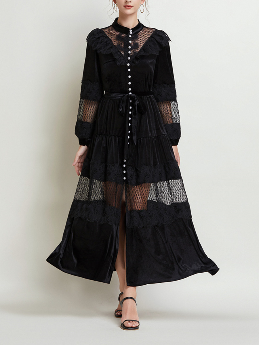 Robe de soirée en velours noir - Vintage Fashion Runway avis et prix